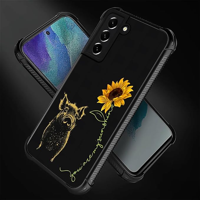 for Samsung Galaxy S22 Plus Case, Pig Sunflower Yellow Sunshine Pattern Graphic - Image 3