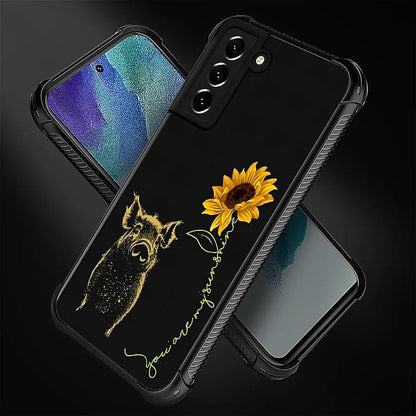 for Samsung Galaxy S22 Plus Case, Pig Sunflower Yellow Sunshine Pattern Graphic - Image 3