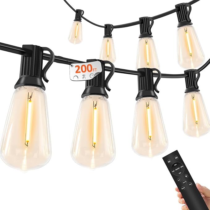 YOYONACY 200FT Outdoor Lights for Patio – Dimmable String Lights for Outside by YOYONACY