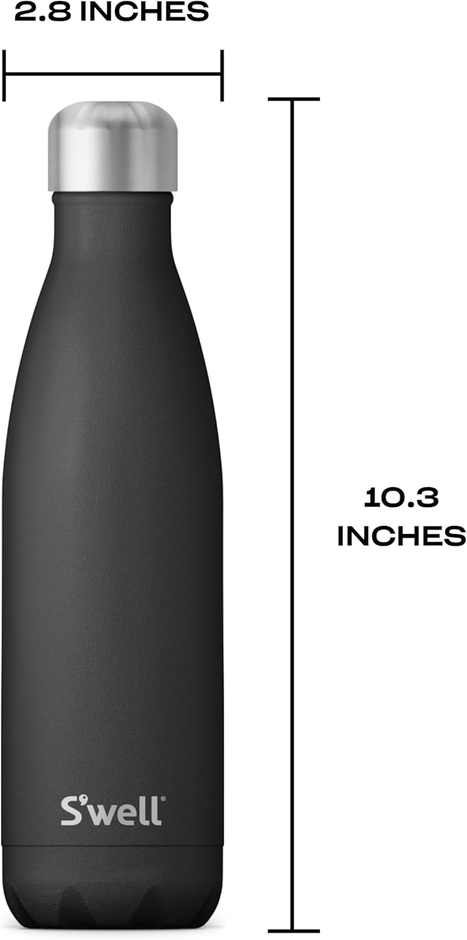 S’well Stainless Steel 17oz Water Bottle, Onyx Black, Triple-Layer Vacuum - Image 5