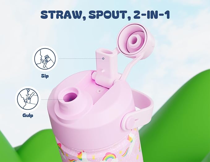 18 oz Kids Water Bottle for Girls: BPA-Free, Easy Carry, Durable Straw Spout Lid - Image 3