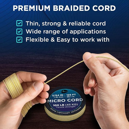 TECEUM Micro Paracord – 1.18 mm X 125 ft – Micro Utility Cord – Thin Braided - Image 3
