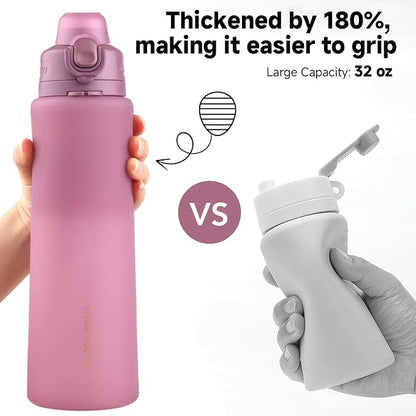 TakeToday Collapsible Water Bottles 32oz, Foldable Travel Water Bottle - Image 3