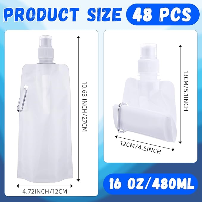 Teenyyou 48 Pack Collapsible Water Bottles Bulk 16oz Foldable Water Bottles - Image 2