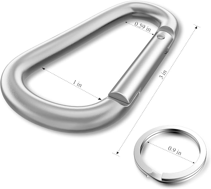 Carabiner Keychain Clip -3" Aluminum Carabiner D Ring, Caribeener Clips - Image 2
