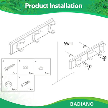 Badiano Wooden Coat Rack, Wall-Mounted Organizer - Image 7