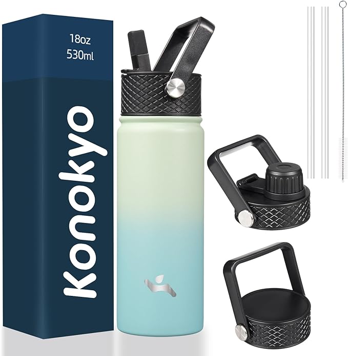 Konokyo 18 oz Insulated Water Bottle Stainless Steel Sport Bottles by Konokyo