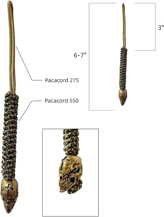 Handmade Lanyards with Brass Beads – Paracord 550 Survival Gear Leash - Image 3
