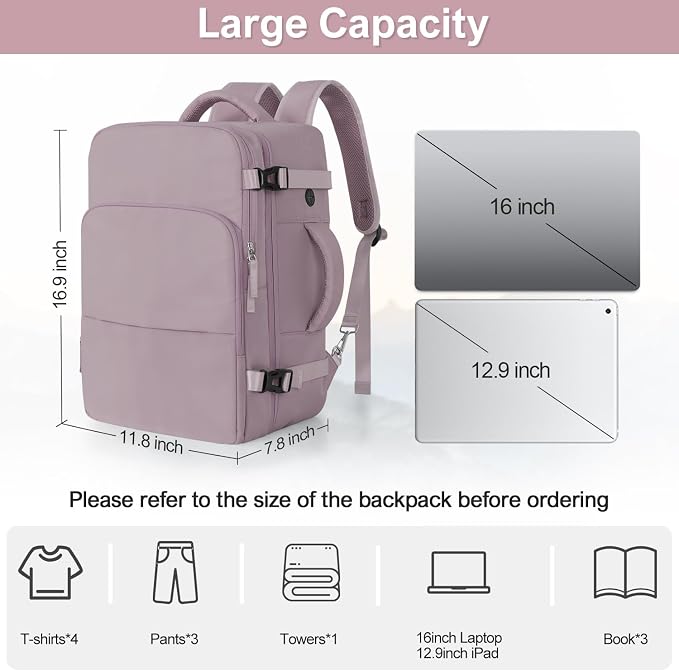 Sinaliy Travel laptop Backpack for Women, Personal Item Size Flight Approved - Image 9
