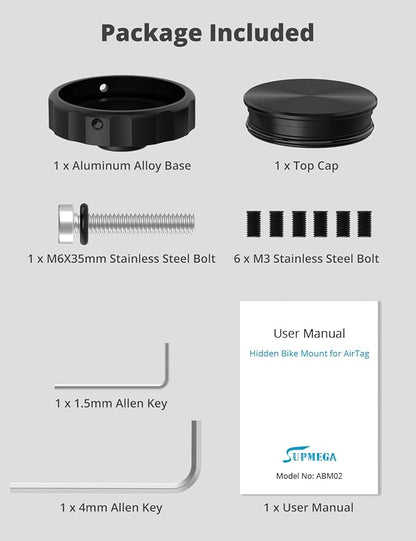SUPMEGA Bike Mount for AirTag, Hidden Bicycle Stem Cap Mount for AirTag - Image 8