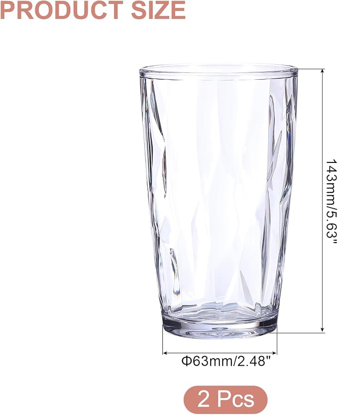 uxcell 17oz Acrylic Drinking Glasses, Transparent - Image 2