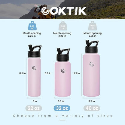 COKTIK 32oz Sports Water Bottle, Stainless Steel Water Bottle - Image 2