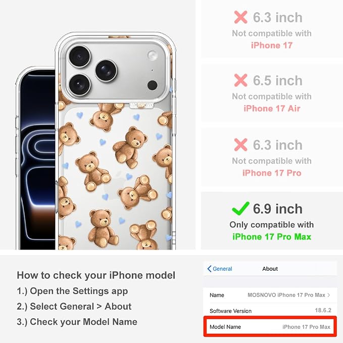 MOSNOVO for iPhone 17 Pro Max Case, Shockproof Military-Grade Protection 6.6ft - Image 2
