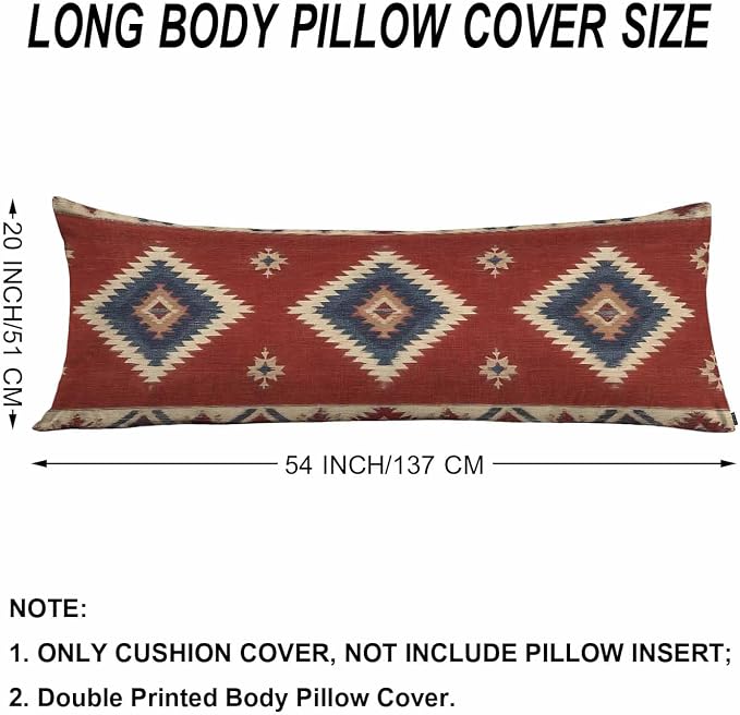 Decorative Body Pillow Covers 20x54inch Ethnic Red, Southwest Native American - Image 6