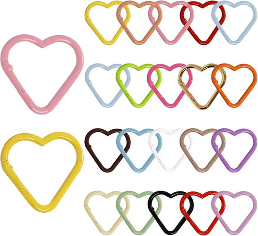 21-Pack Colorful Heart Carabiner Clips, Cute Keychain Purse Clip, Heart Ring by Unknown