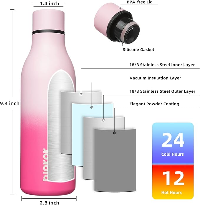 BJPKPK Insulated Water Bottles, 18 oz Stainless Steel Metal Water Bottle - Image 3