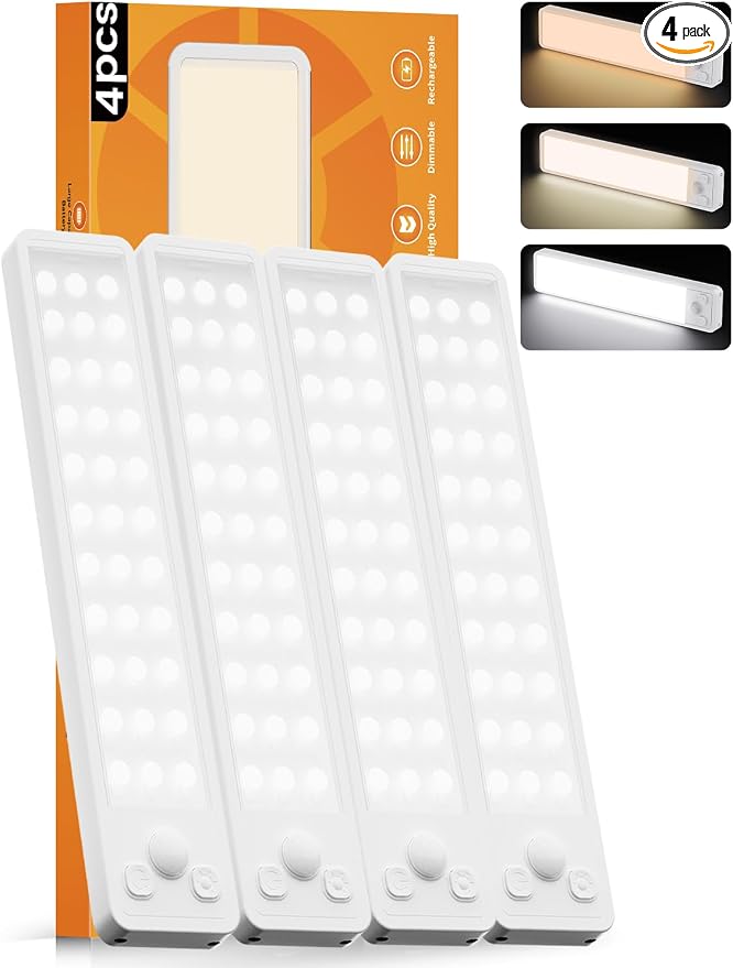 Under Cabinet Rechargeable Dimmable Lighting: 3 Color Temperature Motion Sensor by Vozuji