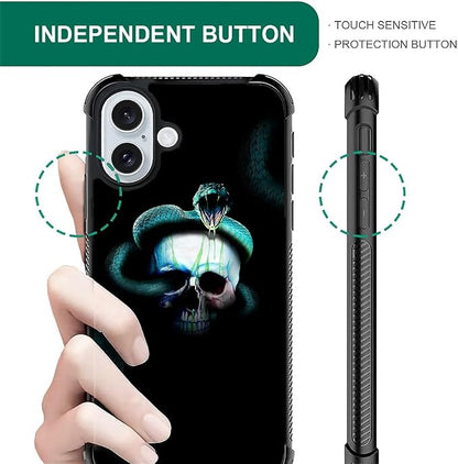 for iPhone 16 Case, Skeleton Winding Snake Pattern Graphic Design Girl Boy Soft - Image 6