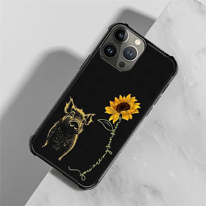 for iPhone 15 Pro Case, Pig Sunflower Yellow Sunshine Pattern Graphic Design - Image 2