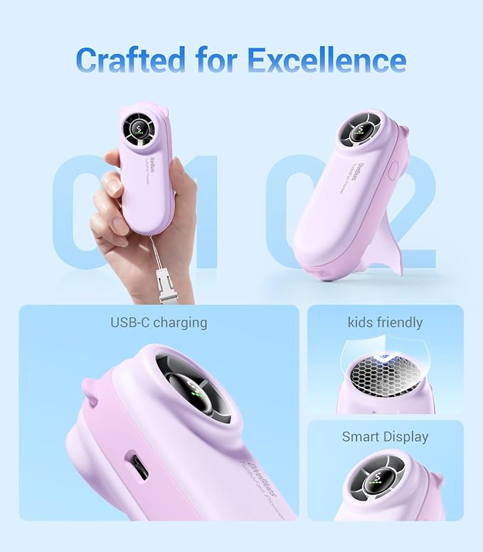 Diveblues Handheld Portable Turbo Fan, 4000mAh USB Rechargeable Pocket Fan - Image 5