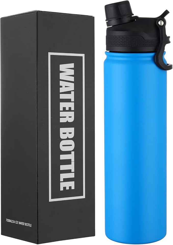 Insulated Water Bottle 24oz, Stainless Steel Double Wall Vacuum Sports Flask by ERTOOE
