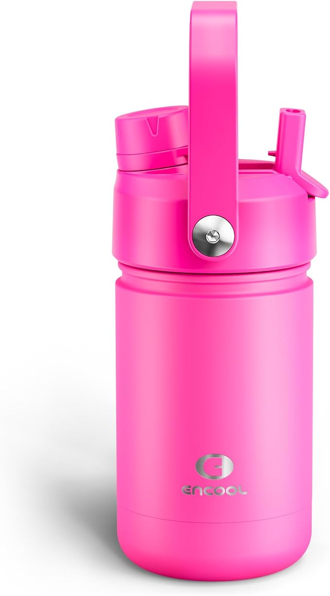 Kids Insulated Water Bottle - 12oz Stainless Steel Water Bottle with Dual Spouts by ENCOOL