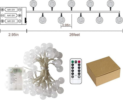 Metaku Globe String Lights Fairy Battery Operated 26ft 60LED - Image 8