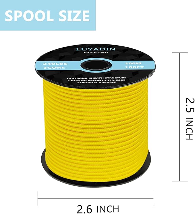 Paracord 240lb - Diameter 2mm Micro Utility Cord -3 Strand Parachute Spool Cord - Image 2