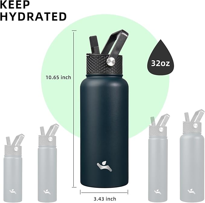 Konokyo 32 oz Insulated Water Bottle Stainless Steel Sport Bottles - Image 5