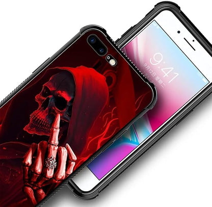 for iPhone 7/8 Case, Gestures Funny Skull Pattern Graphic Design Girl Boy Soft - Image 3