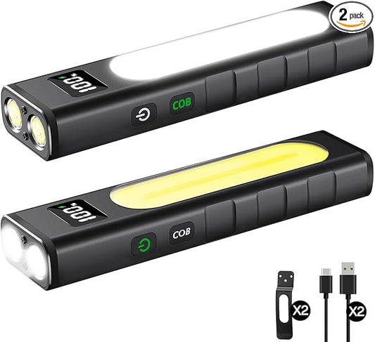 Rechargeable Flashlights High Lumens 1800, Flat EDC Flashlight Rechargeable by Huccbs