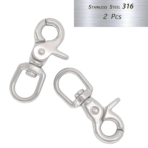 2 PCS 316 Stainless Steel Swivel Trigger Snap Hooks, 2.65” Heavy Duty Clips - Image 5