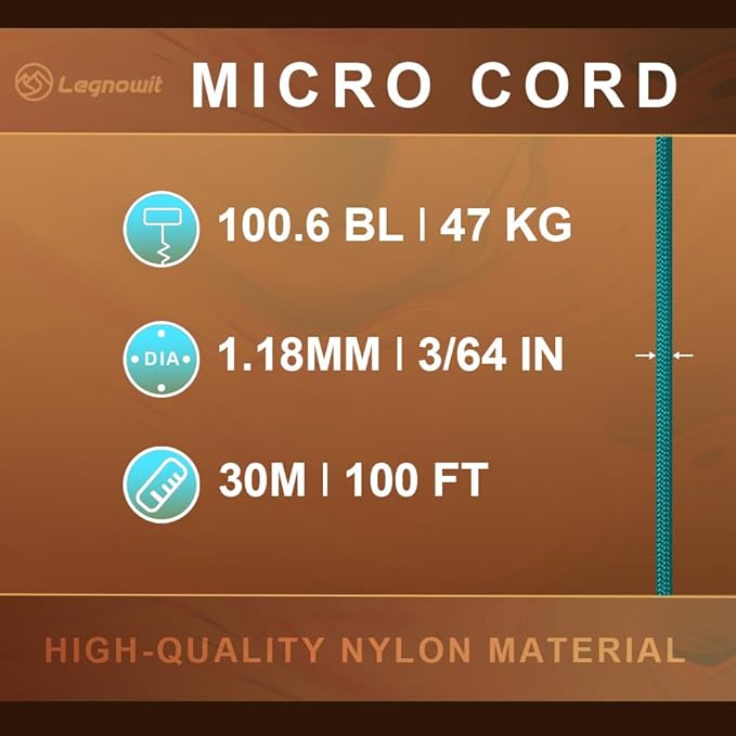 Micro Paracord, 1.18mm x 100ft Thin Mini Utility Braided Small Paracord - Image 2