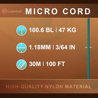 Micro Paracord, 1.18mm x 100ft Thin Mini Utility Braided Small Paracord - Image 2
