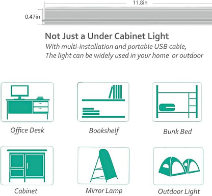 ASOKO Under Cabinet Led Lighting, 12 Inch Light Strip Bar, Daylight White 5000K - Image 3
