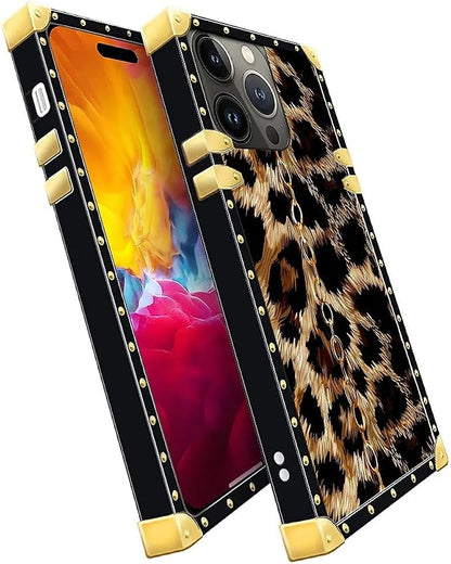 Compatible with iPhone 15 Pro Max Case, Seamless Gold Chain Leopard Luxury - Image 3