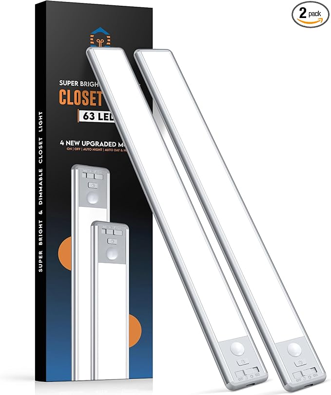 Reoshine 63 LED Closet Lights Motion Sensored, 2500mAh Rechargeable Under by ReoshineGreatLightYouNeed