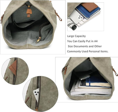 KL928 PU Leather Vintage Backpack – Large Casual Daypack Outdoor Travel - Image 4