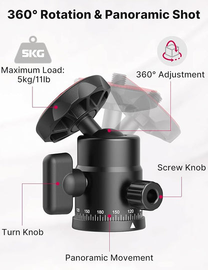 Mini Ball Head, ULANZI H28 Panoramic Tripod Head + Dual Hot Shoe Mount DSLR - Image 2