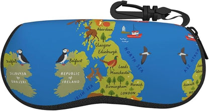 YANGqing United Kingdom Map Print Light Soft Shell Glasses Case Portable & by Unknown