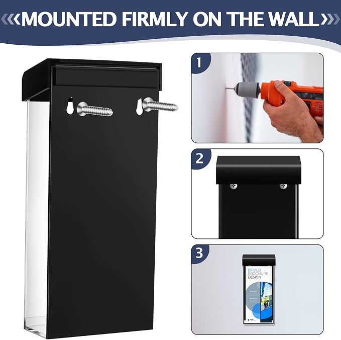 Remerry 1 Pcs Outdoor Brochure Holder 4 x 9 Inch Waterproof Wall Mount - Image 4