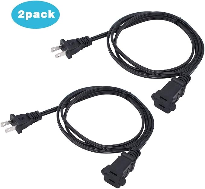 10 FT 2 Prong Extension Cord, Male/Female Power Cable - Image 6