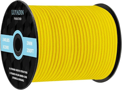 Paracord 240lb - Diameter 2mm Micro Utility Cord -3 Strand Parachute Spool Cord by LUYADIN