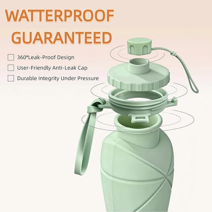 Collapsible Travel Water Bottle 20oz, Foldable Silicone Lightweight Reusable - Image 3