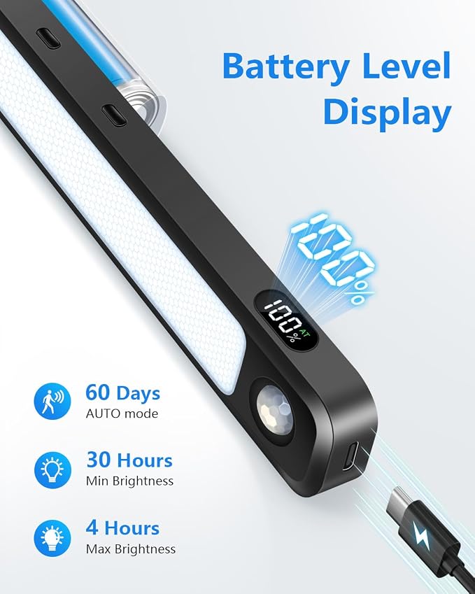 Ferswe 3W Motion Sensor Magnetic Light Bar, Eye-Friendly Rechargeable Closet - Image 7