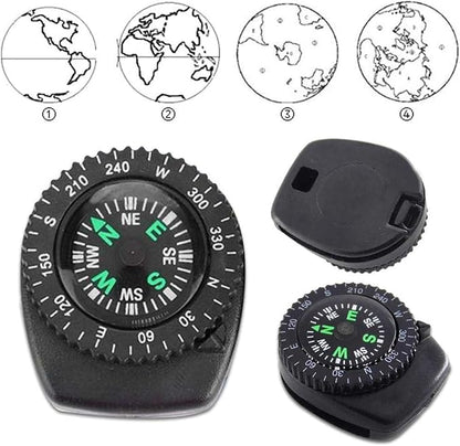 Black Button Mini Survival Compass - Image 4