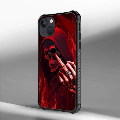 for iPhone 13 Mini Case, Gestures Funny Skull Pattern Graphic Design Girl Boy - Image 7
