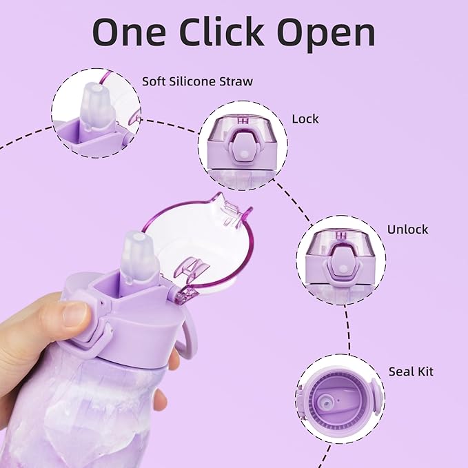 BJPKPK Water Bottle with Straw 25oz Insulated Water Bottles Reusable Stainless - Image 3