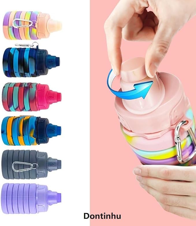 Collapsible Water Bottles 2 Pack Travel water bottle Sports Portable Water - Image 4