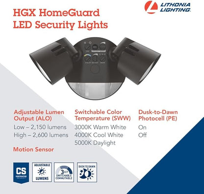 Lithonia Lighting HomeGuard 2-Light LED Outdoor Flood Lights, Motion Sensor - Image 3